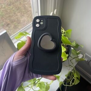 Wavy iPhone11 Case/Heart Mirror Phone Grip